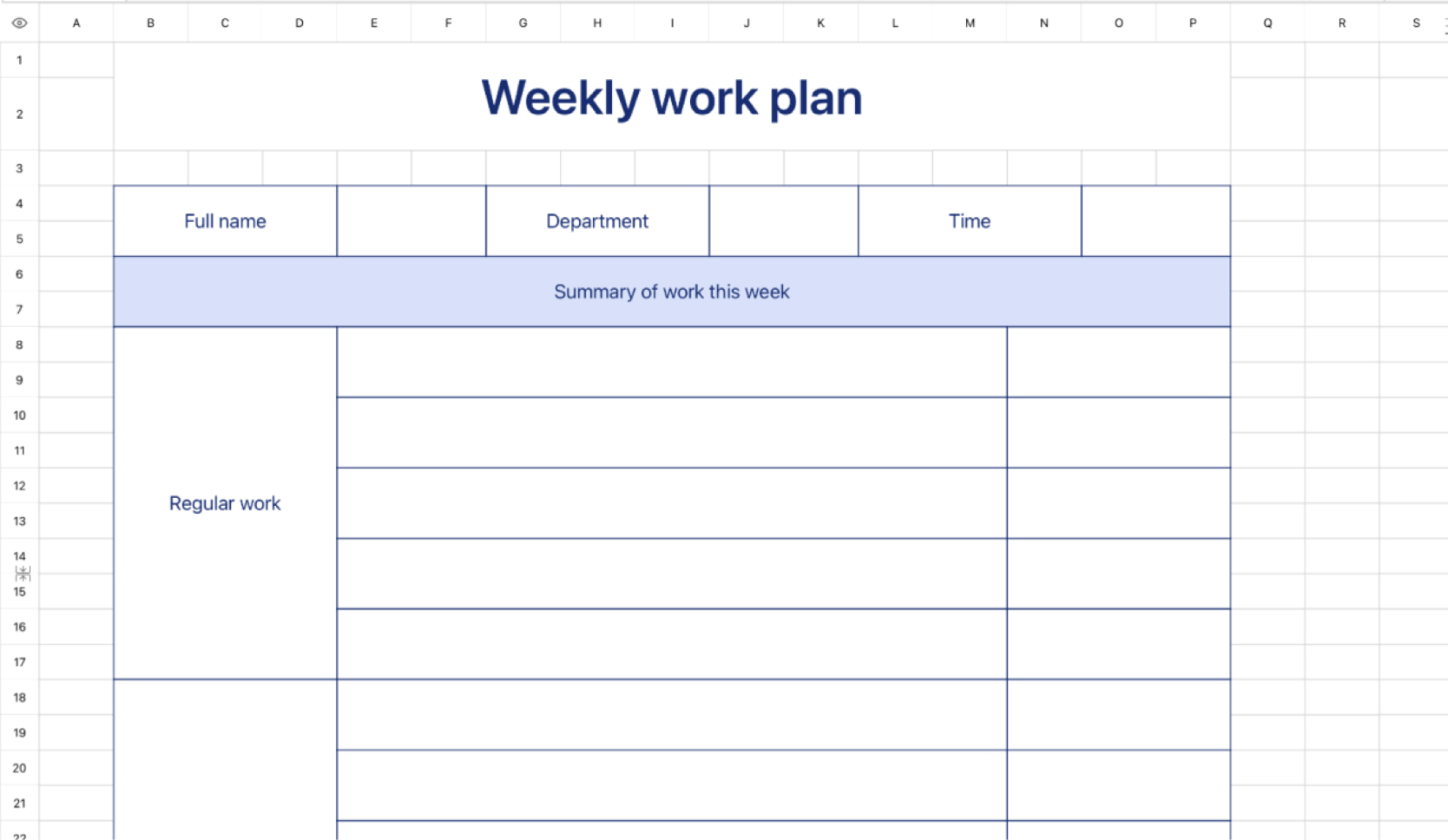 Weekly work plan